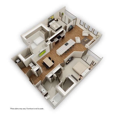 Floor plan for 2 beds, 2 baths, 1403 sqft